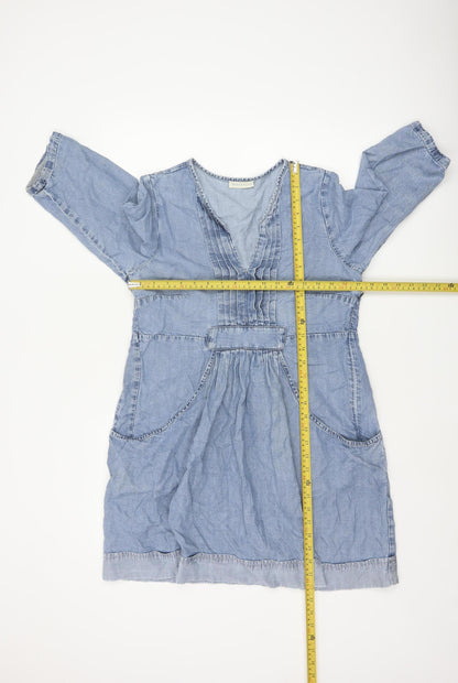 Whistles Women Blue UK 12 Lyocell Denim Shift Dress V-Neck Pockets
