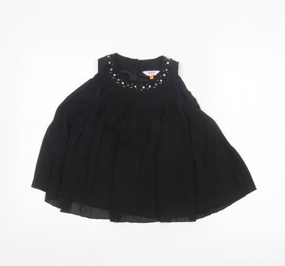 Baker by Ted Baker Girls Black 2-3 Years Pleated Rhinestone Blouse