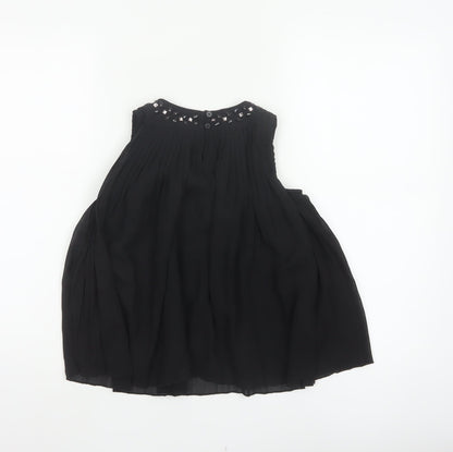 Baker by Ted Baker Girls Black 2-3 Years Pleated Rhinestone Blouse