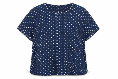 Cotton Traders Women’s Blue Polka Dot Cotton Short Sleeve Blouse UK 26
