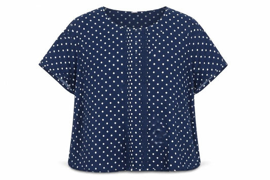 Cotton Traders Women’s Blue Polka Dot Cotton Short Sleeve Blouse UK 26