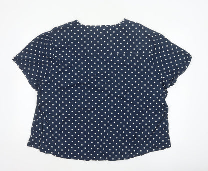Cotton Traders Women’s Blue Polka Dot Cotton Short Sleeve Blouse UK 26