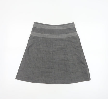 Karen Millen Women Grey Pinstripe A-Line Knee Skirt UK 10 Wool