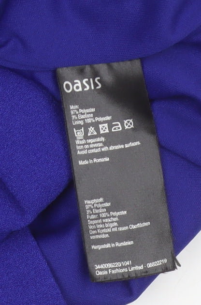 Oasis Women Blue UK 16 Knee Length Pencil Skirt Lined Stretch