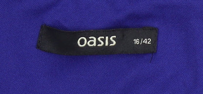 Oasis Women Blue UK 16 Knee Length Pencil Skirt Lined Stretch