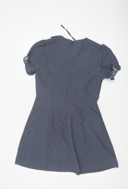 Marks & Spencer Women Blue UK 10 Alexa Chung Polka Dot Fit & Flare Dress
