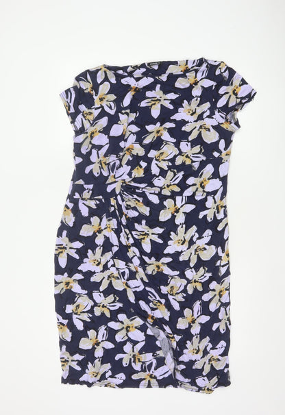 Roman Women’s Blue Floral Ruched Bodycon Knee Length Dress Size 18