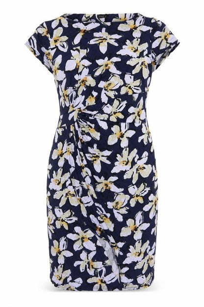 Roman Women’s Blue Floral Ruched Bodycon Knee Length Dress Size 18