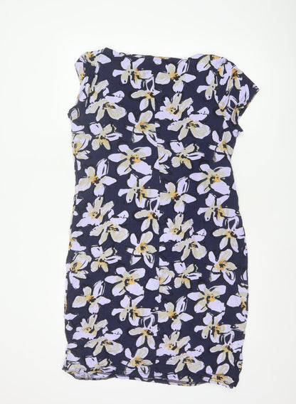 Roman Women’s Blue Floral Ruched Bodycon Knee Length Dress Size 18