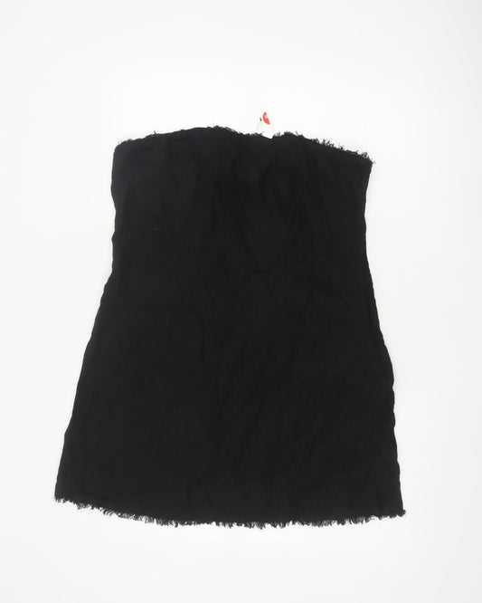 Marks & Spencer Women Black Size 16 Linen Strapless A-Line Mini Dress
