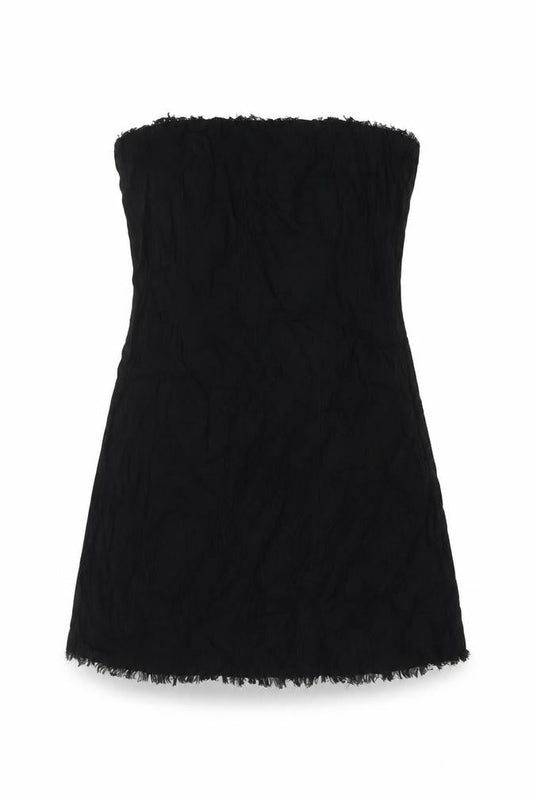Marks & Spencer Women Black Size 16 Linen Strapless A-Line Mini Dress
