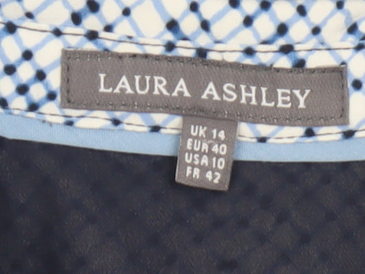 Laura Ashley Women Blue UK 14 Sleeveless Belted Shirt Midi Dress