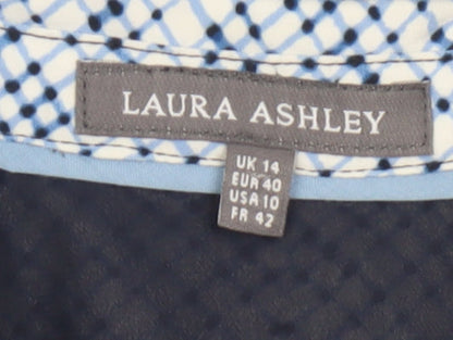 Laura Ashley Women Blue UK 14 Sleeveless Belted Shirt Midi Dress