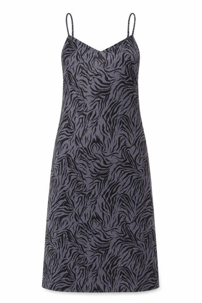 VILA Women Grey Zebra Print Size 10 Knee Length Slip Dress