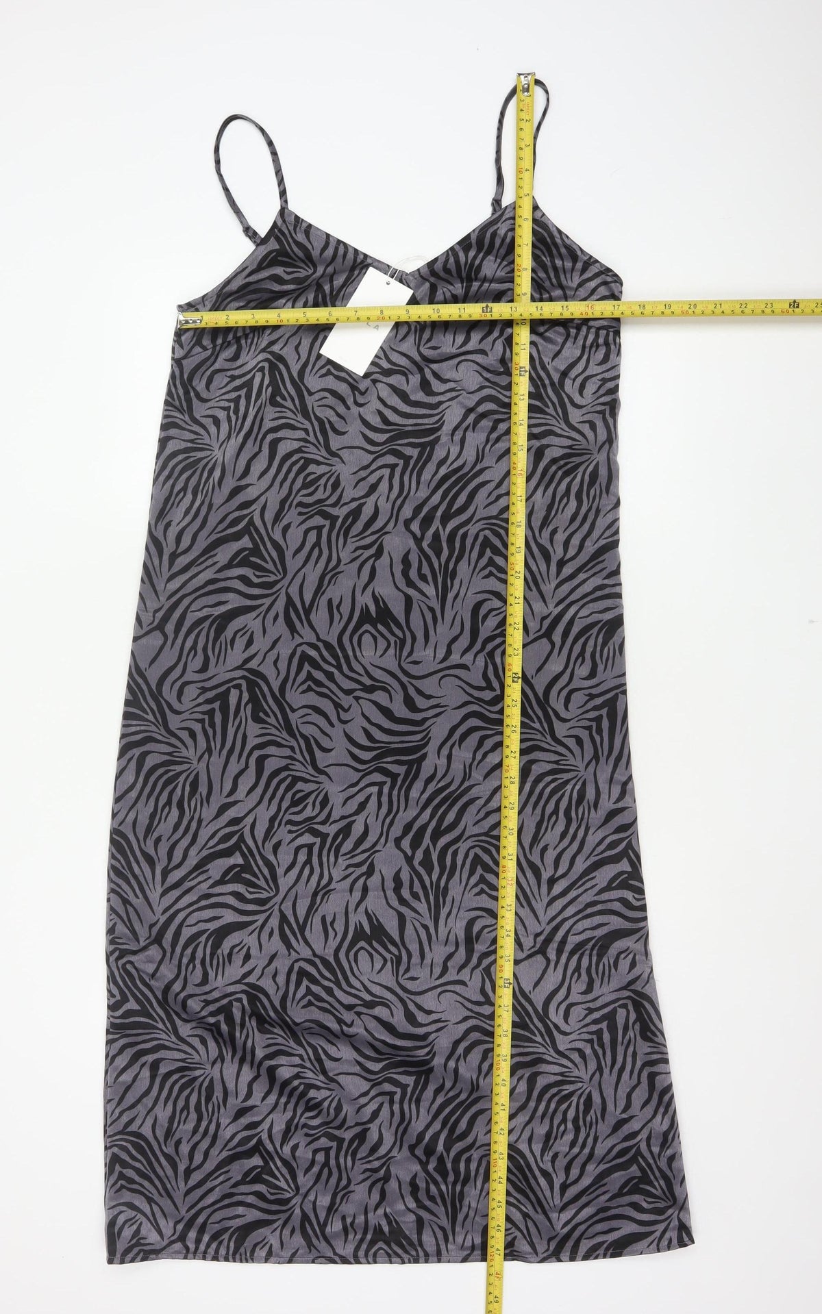 VILA Women Grey Zebra Print Size 10 Knee Length Slip Dress