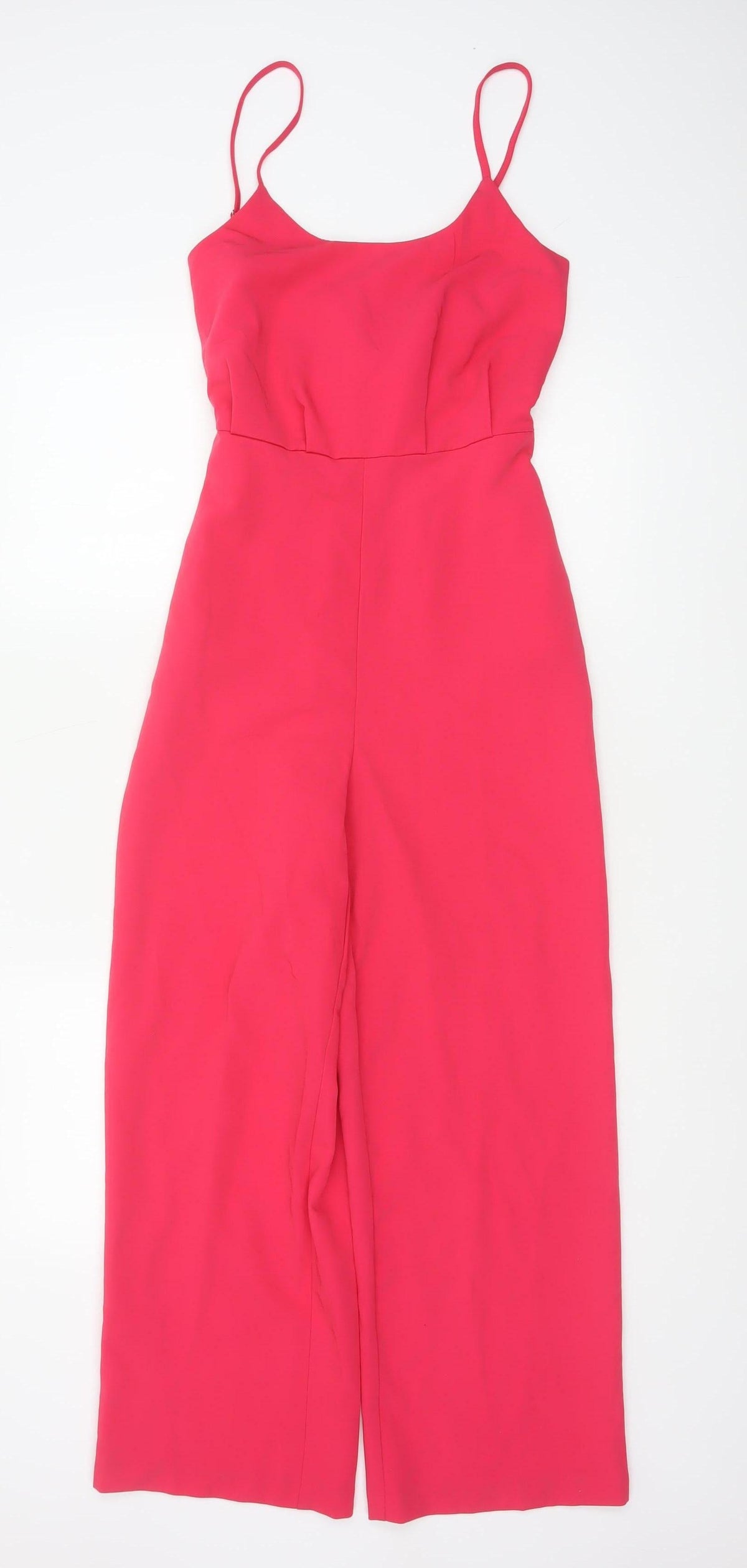 Additional front view of Only Women Pink UK 6 Wide-Leg Belted Strappy Jumpsuit Party