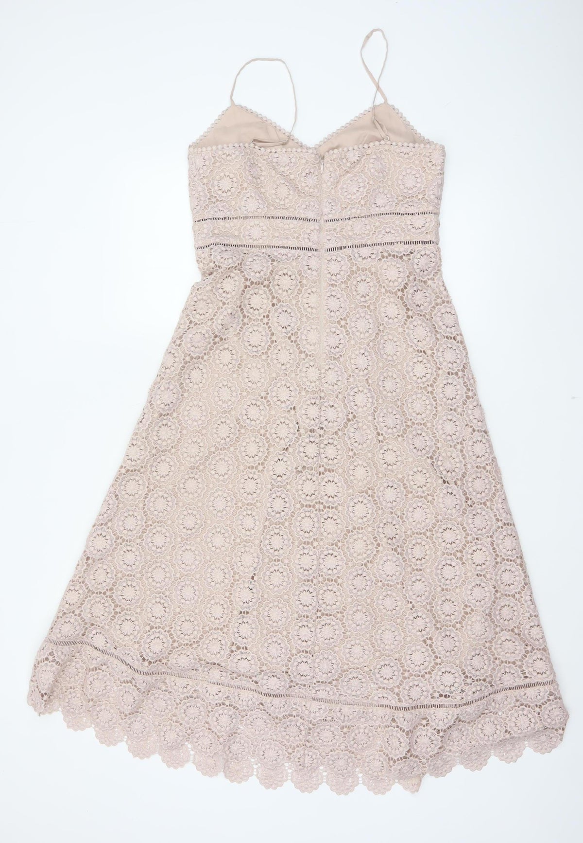 Marks & Spencer Women Beige UK 10 Lace A-Line Midi Party Dress