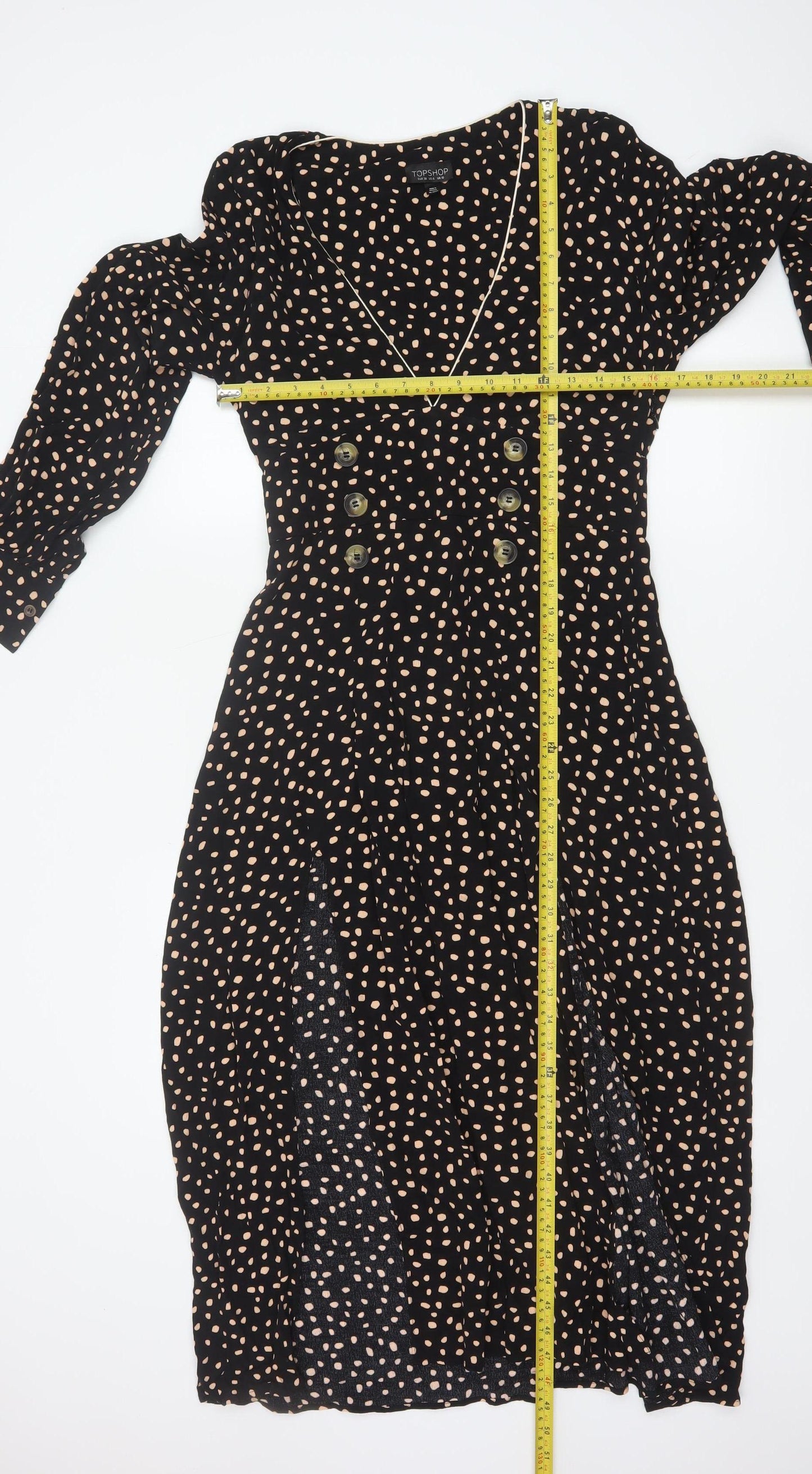 Topshop Women Black Animal Print Long Fit & Flare Dress UK 10