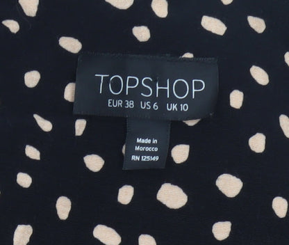 Topshop Women Black Animal Print Long Fit & Flare Dress UK 10