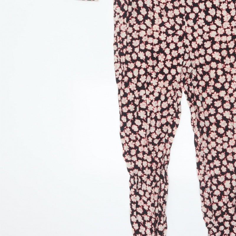 Mint Velvet Women’s Black Floral Size 8 V-Neck Tapered Jumpsuit