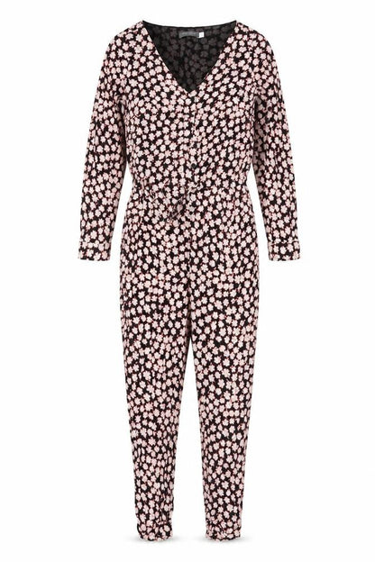 Mint Velvet Women’s Black Floral Size 8 V-Neck Tapered Jumpsuit