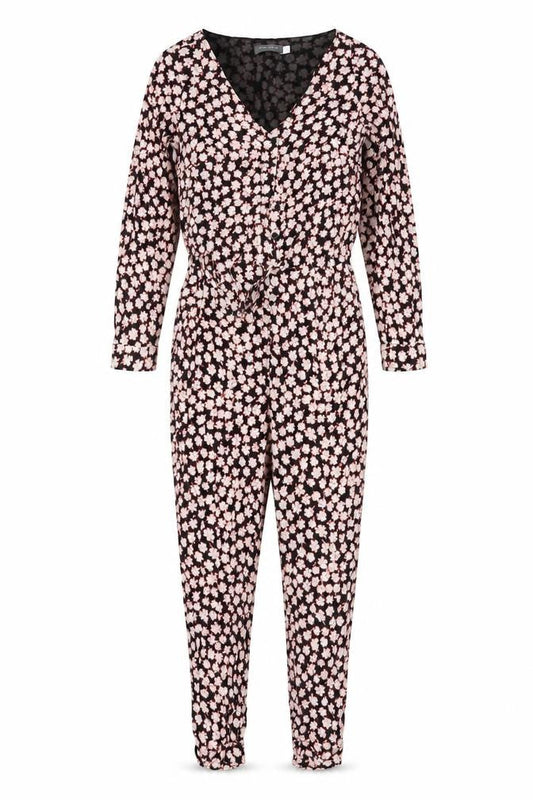 Mint Velvet Women’s Black Floral Size 8 V-Neck Tapered Jumpsuit