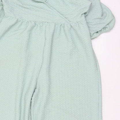 ASOS DESIGN Women’s Green UK 6 Textured Wrap Wide-Leg Jumpsuit