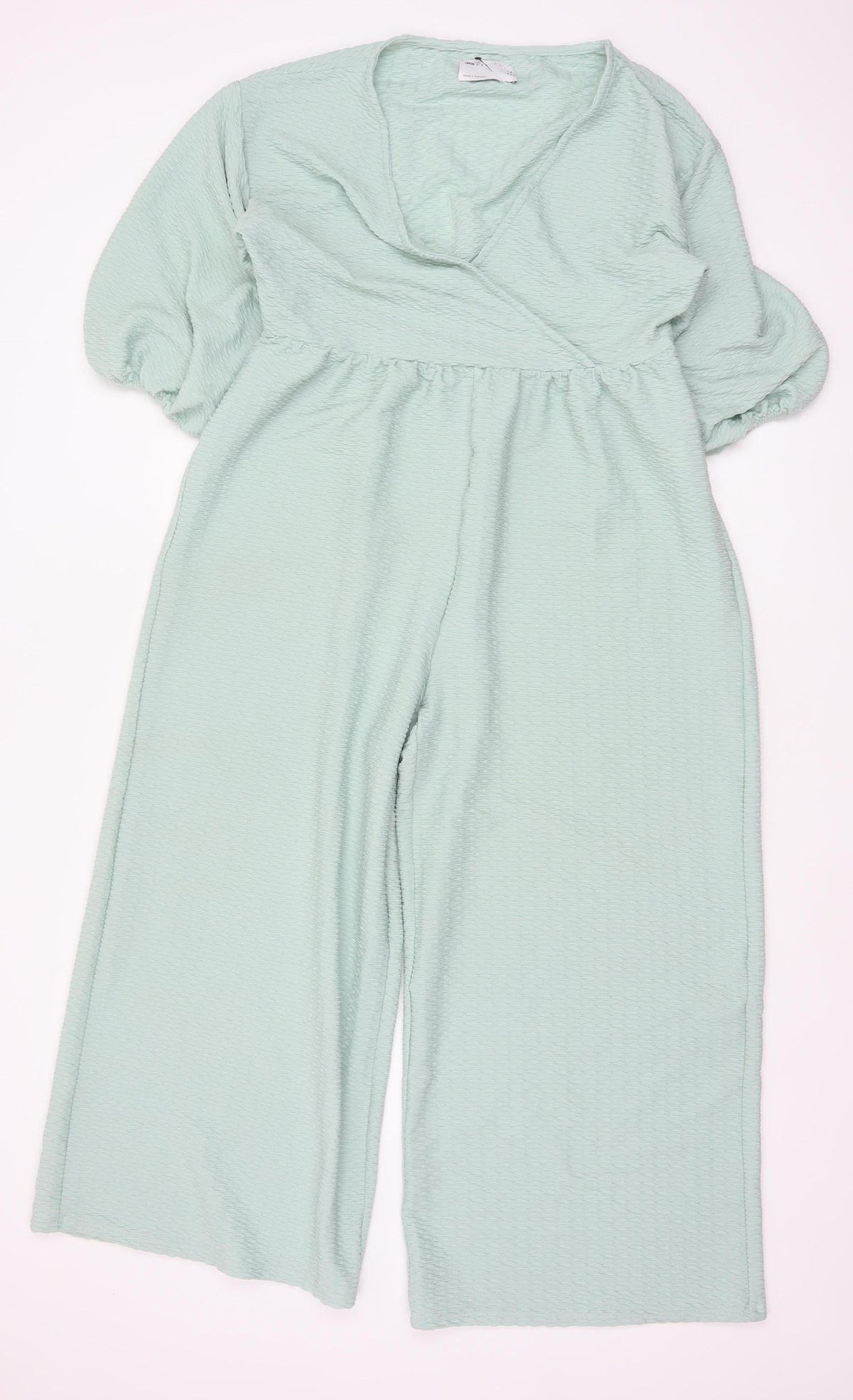 ASOS DESIGN Women’s Green UK 6 Textured Wrap Wide-Leg Jumpsuit