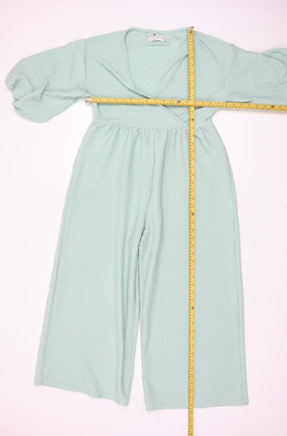 ASOS DESIGN Women’s Green UK 6 Textured Wrap Wide-Leg Jumpsuit