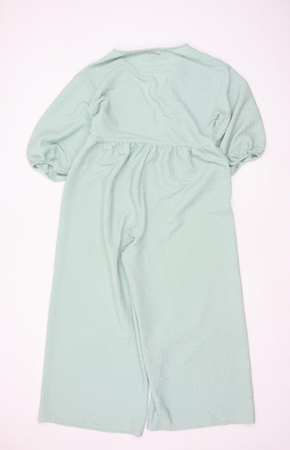 ASOS DESIGN Women’s Green UK 6 Textured Wrap Wide-Leg Jumpsuit