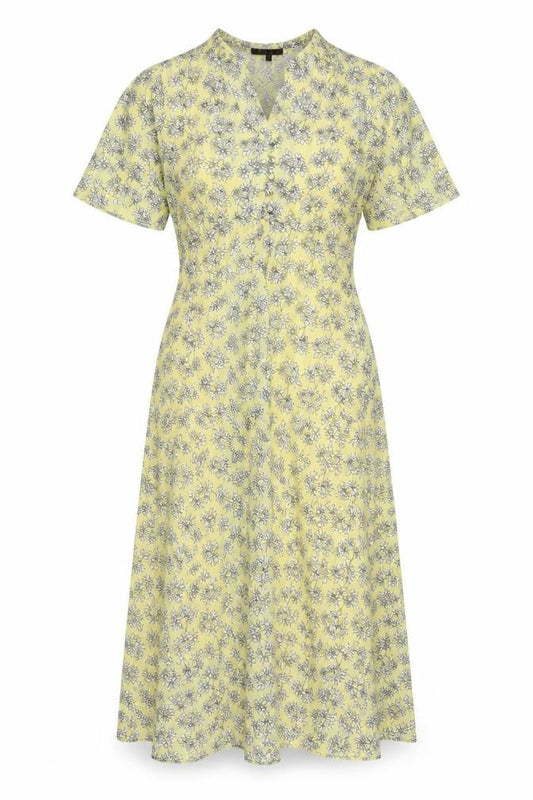 Amaryllis Women Yellow Floral Fit & Flare Long Dress UK 12