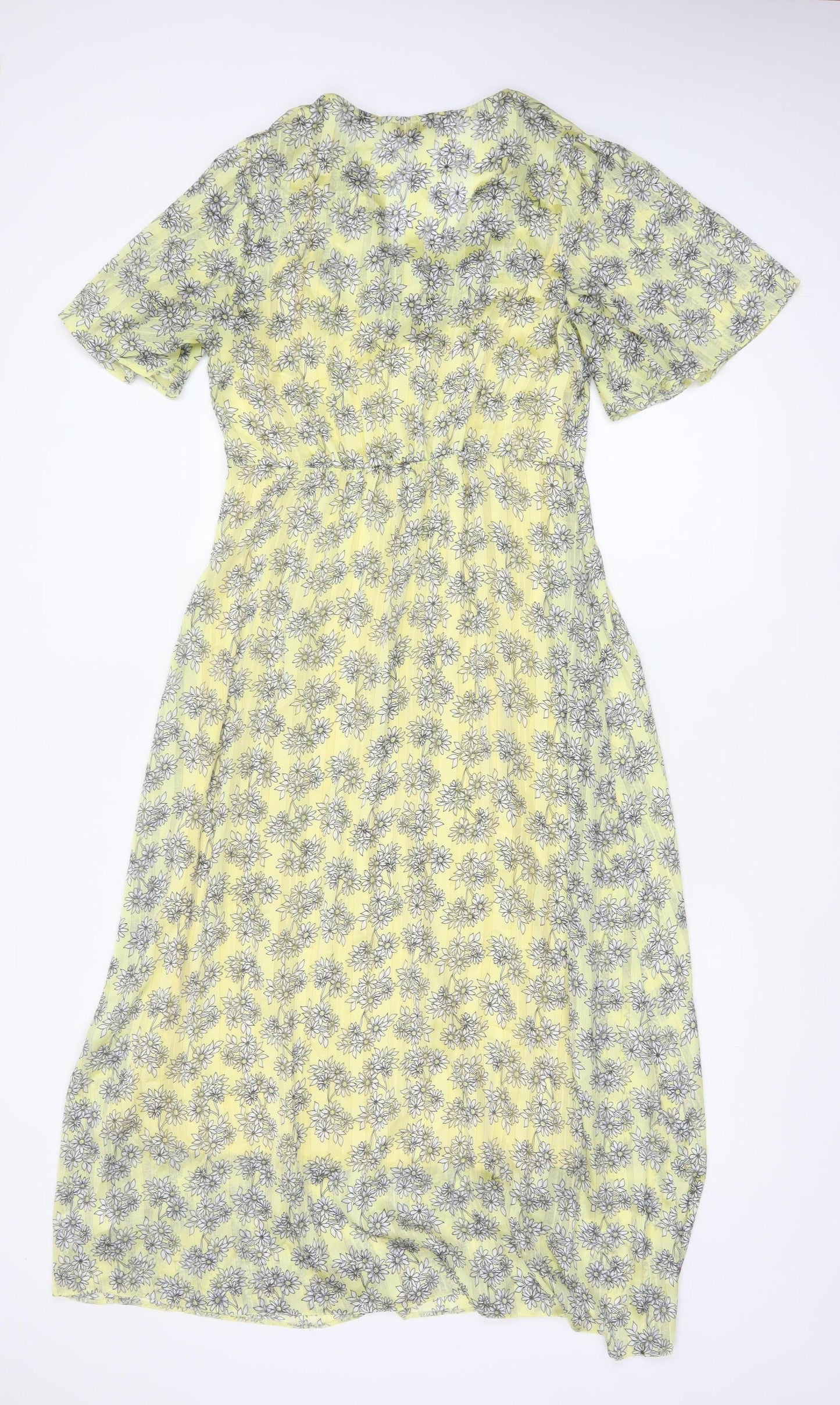Amaryllis Women Yellow Floral Fit & Flare Long Dress UK 12