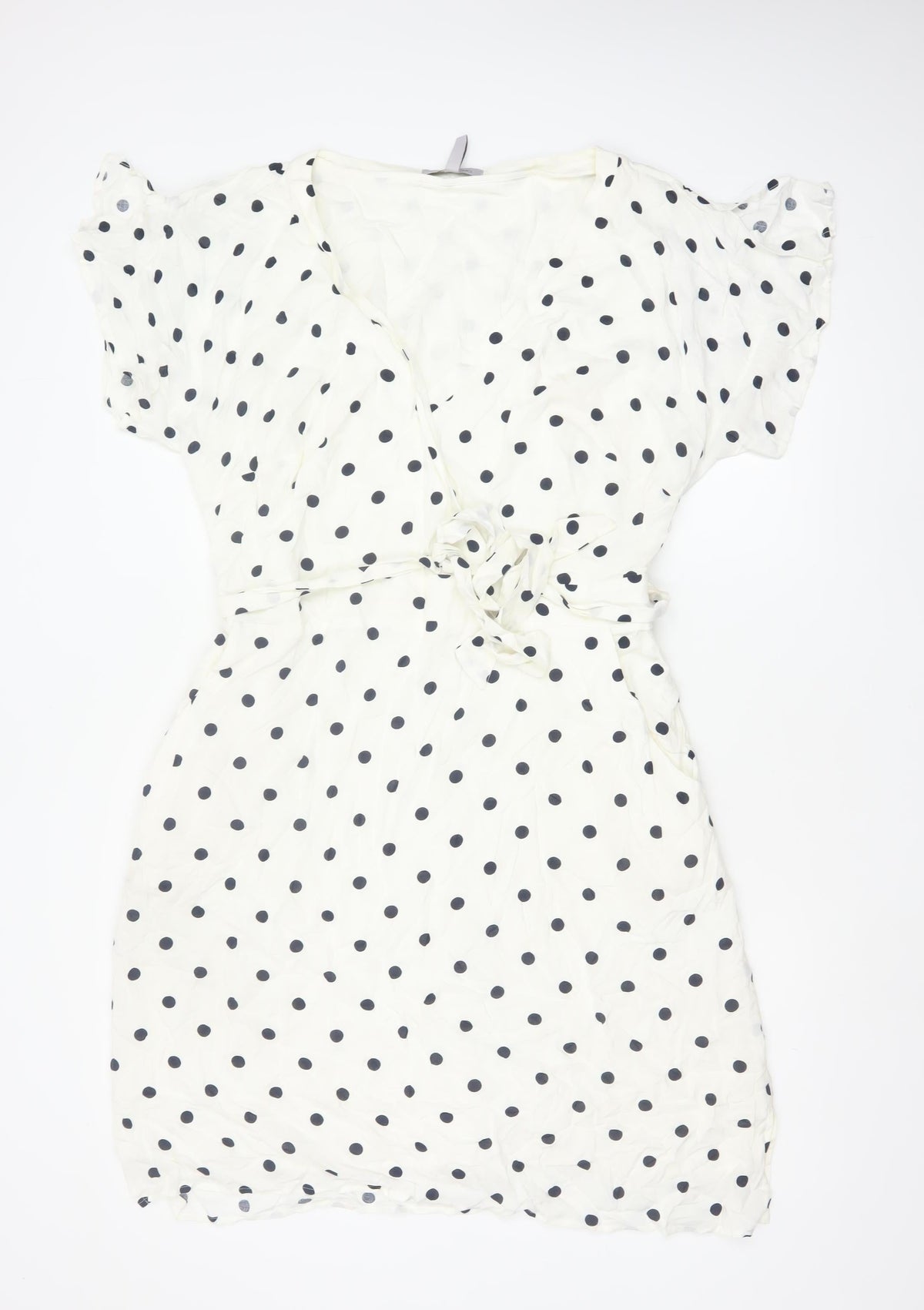 Bravissimo Women Ivory Polka Dot Wrap Midi Dress UK 18 Viscose