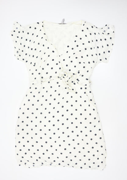 Bravissimo Women Ivory Polka Dot Wrap Midi Dress UK 18 Viscose