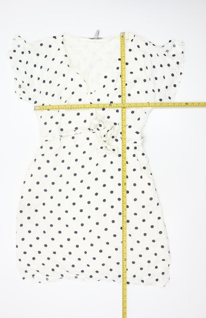 Bravissimo Women Ivory Polka Dot Wrap Midi Dress UK 18 Viscose