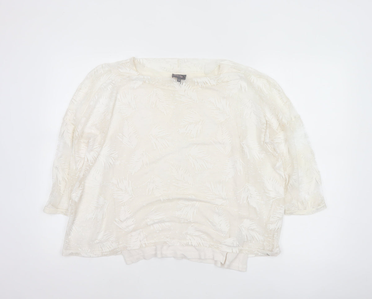 Phase Eight Women Ivory UK 10 3/4 Sleeve Leaf Devore Lined Blouse