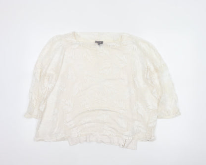 Phase Eight Women Ivory UK 10 3/4 Sleeve Leaf Devore Lined Blouse