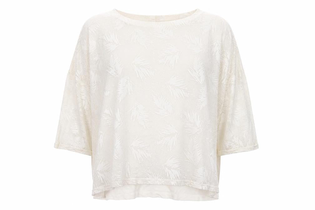 Phase Eight Women Ivory UK 10 3/4 Sleeve Leaf Devore Lined Blouse
