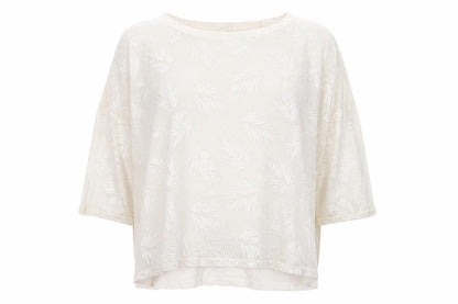 Phase Eight Women Ivory UK 10 3/4 Sleeve Leaf Devore Lined Blouse