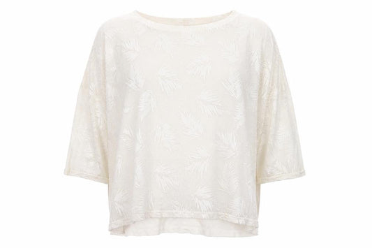 Phase Eight Women Ivory UK 10 3/4 Sleeve Leaf Devore Lined Blouse
