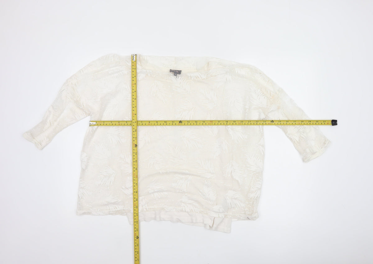 Phase Eight Women Ivory UK 10 3/4 Sleeve Leaf Devore Lined Blouse