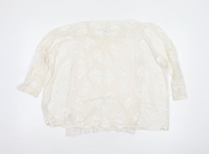 Phase Eight Women Ivory UK 10 3/4 Sleeve Leaf Devore Lined Blouse