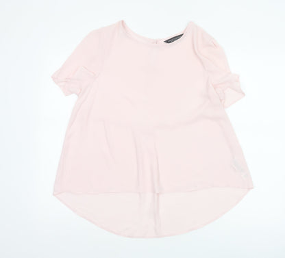 Additional front view of Dorothy Perkins Women’s Pink UK 14 Tunic Blouse Flutter Sleeves