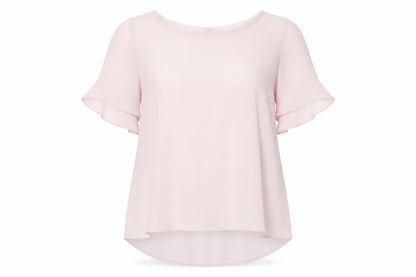 Front view of Dorothy Perkins Women’s Pink UK 14 Tunic Blouse Flutter Sleeves