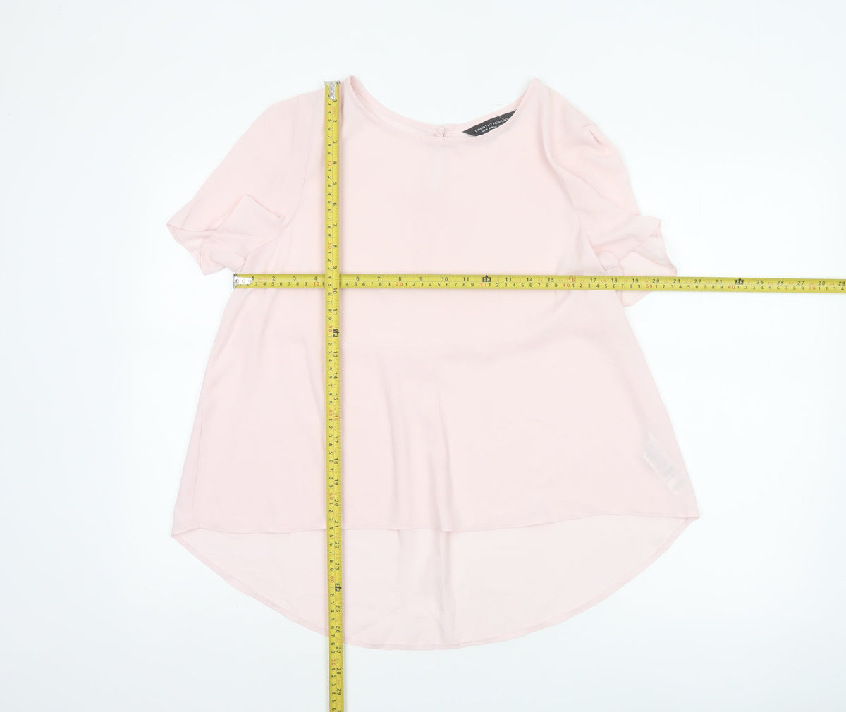 Back view of Dorothy Perkins Women’s Pink UK 14 Tunic Blouse Flutter Sleeves