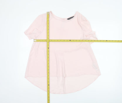 Back view of Dorothy Perkins Women’s Pink UK 14 Tunic Blouse Flutter Sleeves