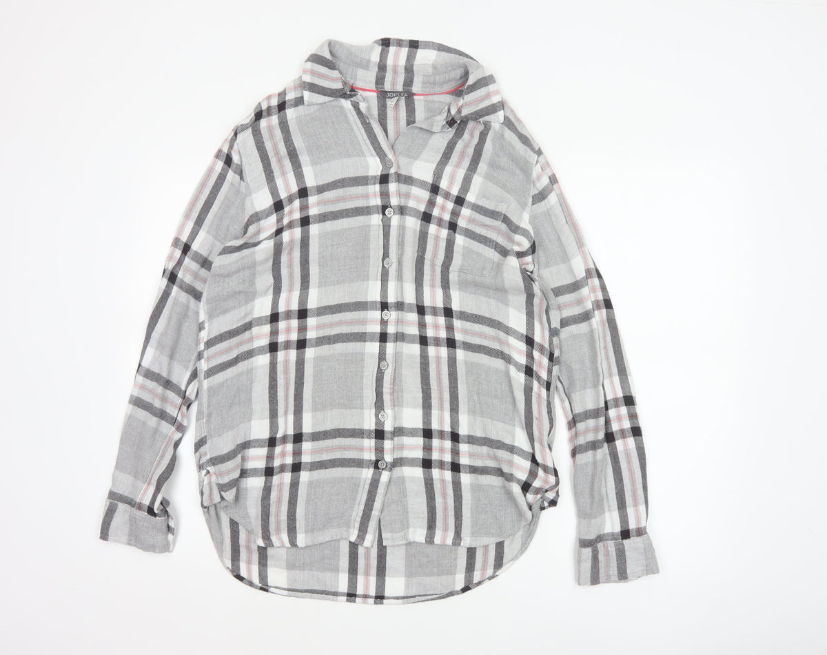 Joules Women Multicoloured UK 14 Basic Plaid Viscose Roll Tab Shirt