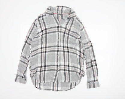 Joules Women Multicoloured UK 14 Basic Plaid Viscose Roll Tab Shirt