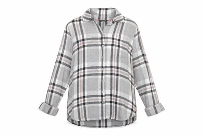 Joules Women Multicoloured UK 14 Basic Plaid Viscose Roll Tab Shirt