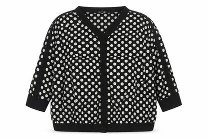 Next Women Black UK 20 Polka Dot V-Neck Open Front Long Sleeve Blouse